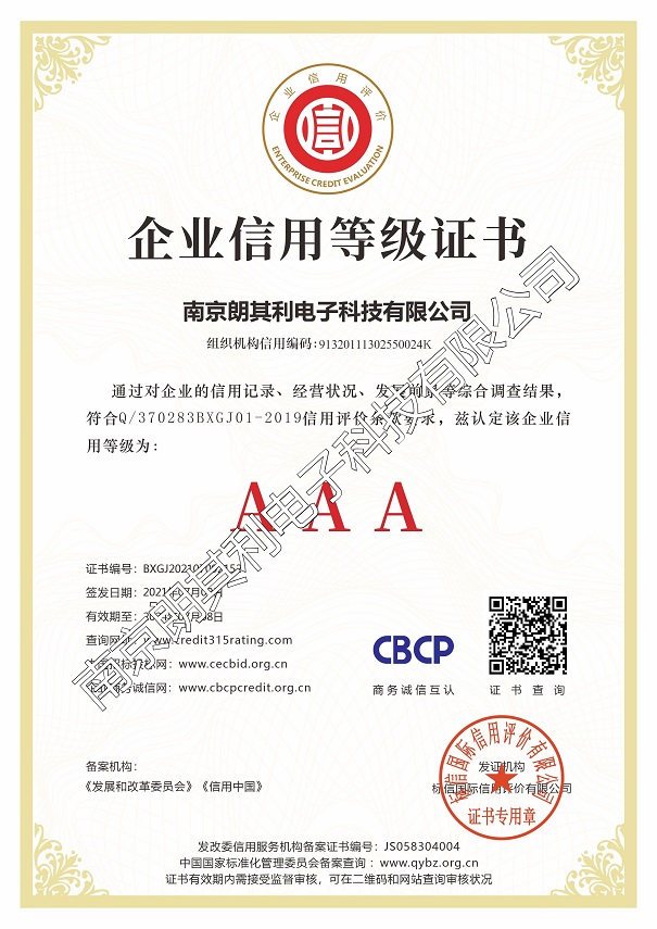 2022年企業(yè)信用等級(jí)證書